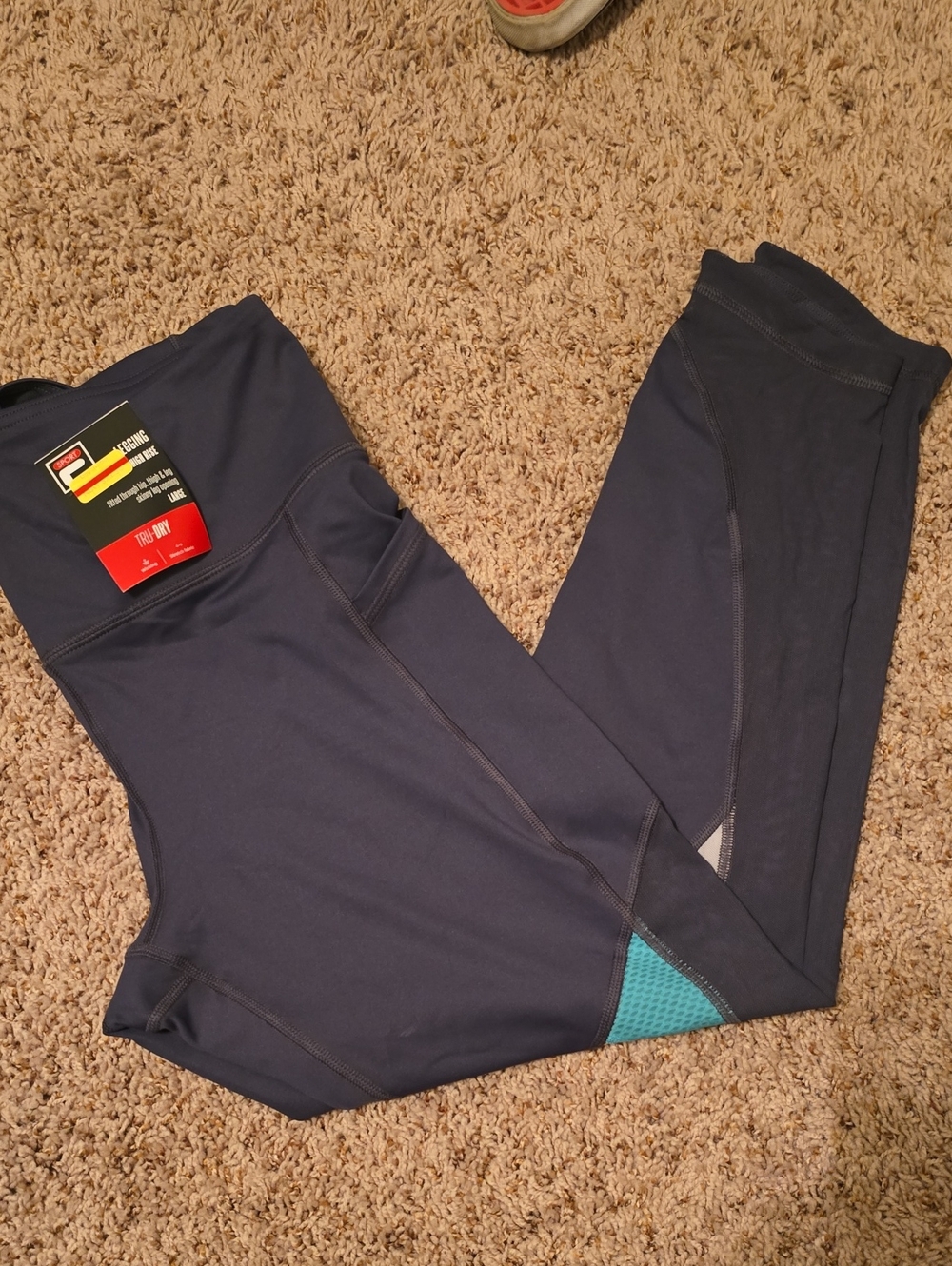 Fila Navy Leggings with Teal Mesh Accent